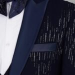 Blue Embroidered 3 Piece Tuxedo Suit With Shirt and Bow Tie for Groom Engagement Prom Dinner and Casual Parties - Etsy
