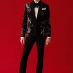 Buy Brown Velvet, Cotton, Polyester Embroidery Seagull Land Tuxedo Set For Men by Amrit Dawani Online at Aza Fashions_